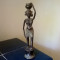 STATUETA VECHE AFRICANA DEOSEBITA DIN BRONZ FATA TRIBALA NIMBA