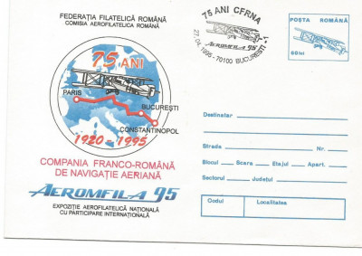 (No2) plic omagial- (cod 046/95)-Aeromfila 95, 75 ani CFRNA foto