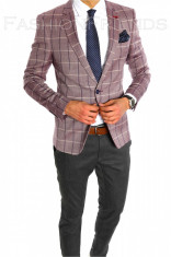 Sacou tip Zara Man in carouri - sacou barbati - sacou casual office -6417 foto