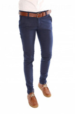 Pantaloni tip ZARA bleumarin - pantaloni barbati slim fit office - 6429 foto