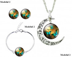 Set Cercei Medalion Galaxy Moon Bratara Stil foto