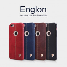 Husa iPhone 6 6S Englon Leather Cover by Nillkin Albastra foto