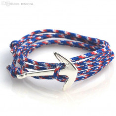 Bratara canvas ANCHOR navy/red foto