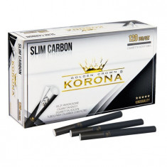 Tuburi tigari KORONA SLIM BLACK CARBON - 120 buc. cutie pentru injectat tutun foto