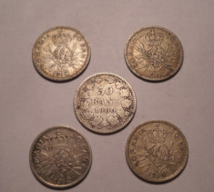 Lot 50 bani 1900 , 50 bani 1910 , 50 bani 1911 , 50 bani 1912 si 50 bani 1914 foto