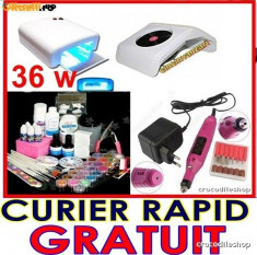 KIT UNGHII FALSE GEL,SET MANICHIURA,LAMPA UV,ASPIRATOR PRAF,PILA ELECTRICA foto