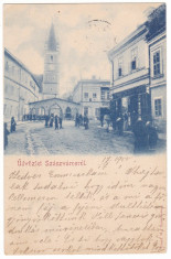 #1730- Romania, Szaszvaros, Orastie, c.p. circulata 1902: Scena strada, animat foto