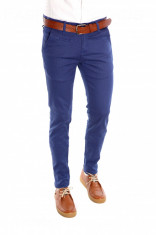 Pantaloni tip ZARA bleumarin - pantaloni barbati slim fit office - 6508 foto