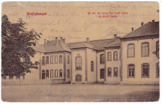 #1739- Romania, Banffyhunyad, Huedin, carte postala circulata 1916: Scoala foto