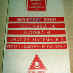 Teste grila de Algebra si Analiza Matematica -Gheorghe Adalbert Schneider