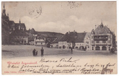 #1735- Romania, Segesvar, Sighisoara, c.p. circulata 1902: Piata centrala, anim. foto