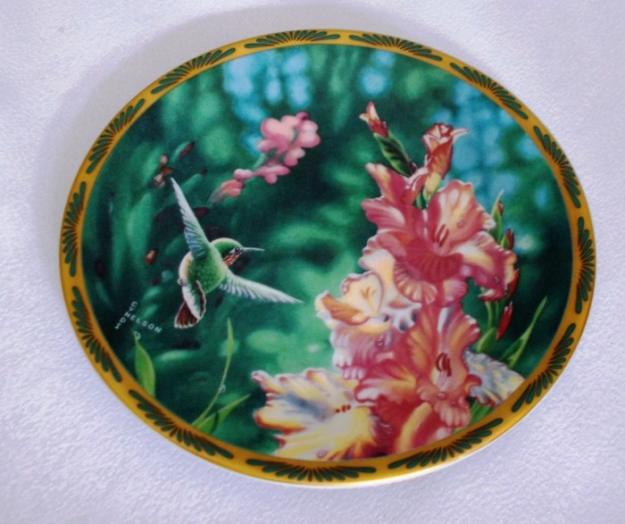 Farfurie - Cindy Nelson - Gems of nature - Pickard - 1990 - Pasărea Colibri