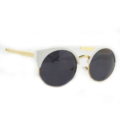 Ochelari model CAT EYE retro rama alb cu auriu platic cu metal + toc negru foto