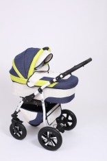 Carucior copii 3 in 1 Baby-Merc Q9 (bleumarin cu alb si verde) foto