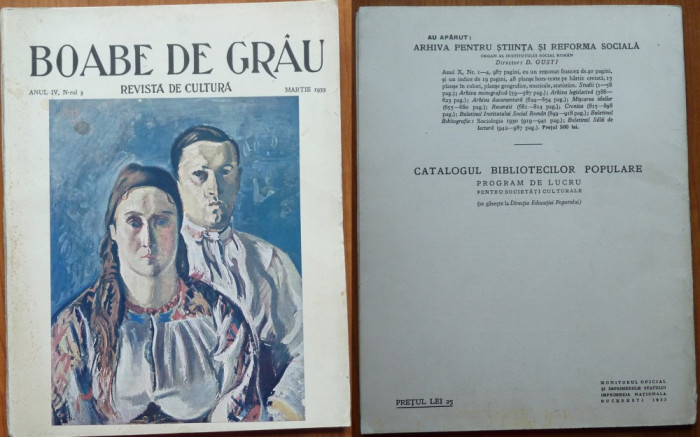 Boabe de grau ; Revista de cultura , Martie , 1933 , an 4 , Cluj , Tara Barsei