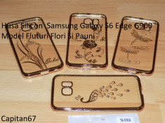 Husa Silicon Samsung Galaxy S6 Edge G900 Model Fluturi Flori Si Pauni foto