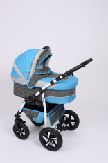 Carucior copii 3 in 1 Baby-Merc Q9 (gri inchis cu turcuaz) foto