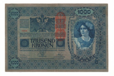 SV * Austria Ungaria 1000 KRONEN / COROANE 1902-1919 DeutschOstereich VF++ foto