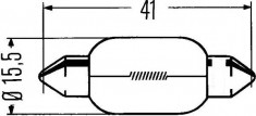 Bec auto Renault 12V 15W BX84d 15.5x41mm alb tip sofit , 1 buc. foto