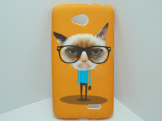 Husa silicon portocalie (model Oldschool - Grumpy Cat) pentru telefon LG L65 D280/D285 / L70 D320/D325 foto