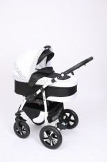 Carucior copii 3 in 1 Baby-Merc Q9 (alb cu negru) foto