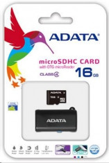 Card memorie AData microSDHC 16GB clasa 4 UHS-I Speed OTG clasa 10 OTG Micro Reader negru foto
