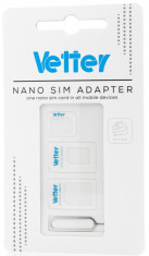 Adaptor nanoSim Vetter ANVTNMICROW2 2nd Gen All In One (3 piese) alb foto