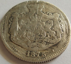 Moneda Argint 2 Lei - ROMANIA, anul 1875 foto