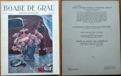 Boabe de grau ; Rev. de cultura , Aprilie ,1933 , an 4 , Cernauti , Stanca Rosie foto