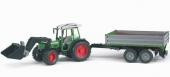 MINIMODELE 1:16 BR4 - FENDT TRACTOR CU INCARCATOR FRONTAL SI REMORCA - BRUDER foto