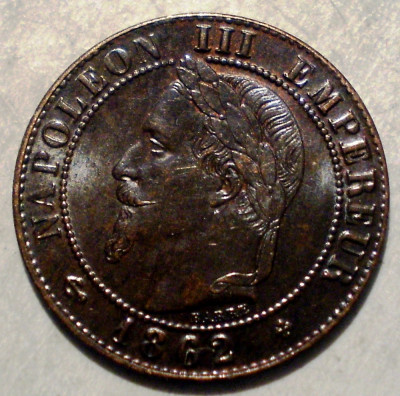 E.103 FRANTA NAPOLEON III 1 CENTIME 1862 BB XF foto