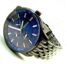 Ceas Casual Luxury SINOBI Bratara Metalica JAPAN MOVEMENT Cadran ALB ALBASTRU foto