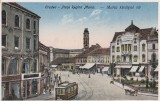 ORADEA , PIATA REGINA MARIA , MAGAZINE TRAMVAI , BANCA COM. UNGARA DIN BUDAPESTA, Necirculata, Printata