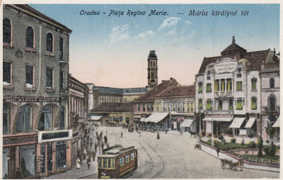 ORADEA , PIATA REGINA MARIA , MAGAZINE TRAMVAI , BANCA COM. UNGARA DIN BUDAPESTA foto