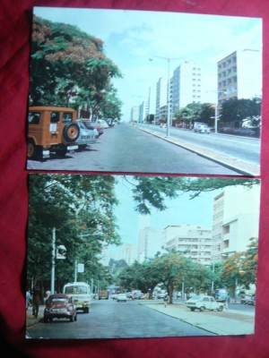 2 Ilustrate Maputo capitala Mozambic circulate 1983 ,francatura mixta 16MT foto