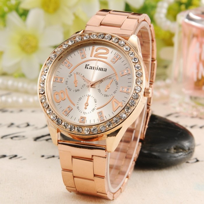 Ceas Dama Casual KANIMA LUX Elegant Crystal Model KNM-2 AURIU, ARGINTIU,ROZ foto mare Ceas Dama Casual KANIMA LUX Elegant Crystal Model KNM-2 AURIU, ARGINTIU,ROZ foto mare