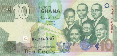 Bancnota Ghana 10 Cedis 2011 - P39c UNC foto