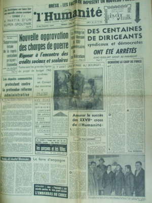 L&amp;#039;humanite 3 aprilie 1964 Ungaria a 19 -a aniversare a libertatii moda reclame foto