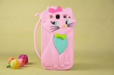 Carcasa protectie spate pisica din silicon pentru Samsung Galaxy S3 I9300 - roz foto