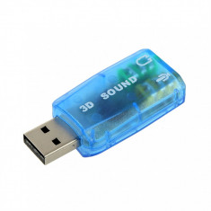 Placa de Sunet Externa pe USB adaptor albastru audio pentru PC si laptop foto