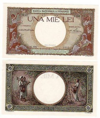 SV * Romania 1000 LEI 1939 Regele Carol II UNC foto