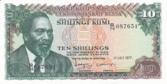 Bancnota Kenya 10 Shilingi 1977 - P12c UNC ( mai rara - CV=$17,50 ) foto