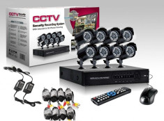 Sistem complet DVR supraveghere video cu 8 camere pentru interior exterior foto
