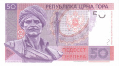 Bancnota Muntenegru 50 Perpera 2016 - SPECIMEN ( proba pe hartie cu filigran ) foto