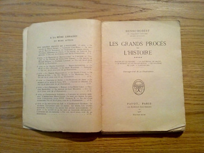 LES GRANDS PROCES DE L`HISTOIRE (vol. 5 ) - Henri Robert - Payot, 1935, 256 p. foto