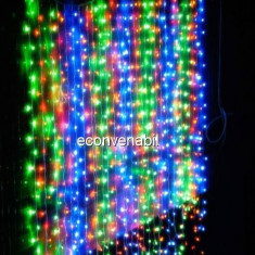 Perdea Luminoasa Craciun Exterior 2x1.5m 150LED Multicolor Fir Negru TO foto