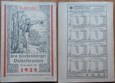 Calendarul popular din Transilvania , Sibiu , 1938 , in germana foto