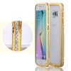 Bumper metal auriu cristale pentru Samsung Galaxy S6 + folie ecran cadou, Alb, Metal / Aluminiu
