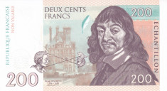 Bancnota Franta 200 Franci 2015 - SPECIMEN ( Descartes - hartie cu filigran ) foto