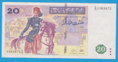 (1) BANCNOTA TUNISIA - 20 DINARS 1992, STARE FOARTE BUNA foto